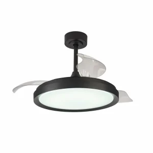 Mantra Iluminación Ventilateur de plafond LED Mistral, noir, DC silencieux Ø 106 cm CCT^ Ventilateurs