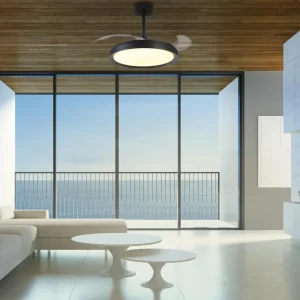 Mantra Iluminación Ventilateur de plafond LED Mistral, noir, DC silencieux Ø 106 cm CCT^ Ventilateurs