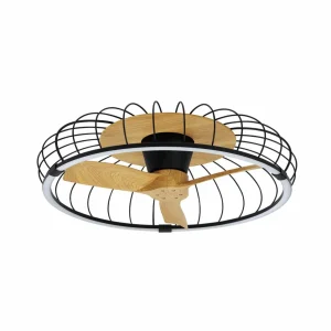 Mantra Iluminación Ventilateur de plafond LED Nature, CCT noir/hêtre^ Ventilateurs
