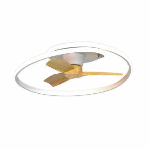 Mantra Iluminación Ventilateur de plafond LED Ocean blanc/bois DC silencieux Ø 78 cm CCT^ Ventilateurs