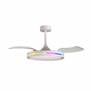 Mantra Iluminación Ventilateur de plafond LED Rafaga blanc DC silencieux Ø 106 cm CCT RVB^ Ventilateurs