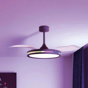 Mantra Iluminación Ventilateur de plafond LED Rafaga noir DC silencieux Ø 106cm CCT RVB^ Ventilateurs