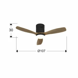Schuller Valencia Ventilateur de plafond LED Siroco Mini, DC, silencieux, noir/noix^ Ventilateurs