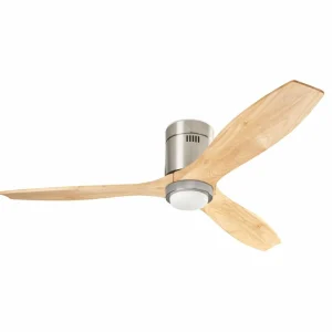 LEDS-C4 Ventilateur de plafond LED Stem, bois clair, DC silencieux, Ø 137 cm CCT^ Ventilateurs