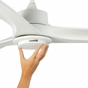 FARO BARCELONA Ventilateur de plafond LED Tonic, blanc, DC, silencieux, télécommande^ Ventilateurs
