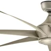 KICHLER Ventilateur de plafond Lehr2, IP44, argent antique, Ø 137 cm^ Ventilateurs