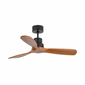FARO BARCELONA Ventilateur de plafond Mini Lantau S, noir/noyer^ Ventilateurs