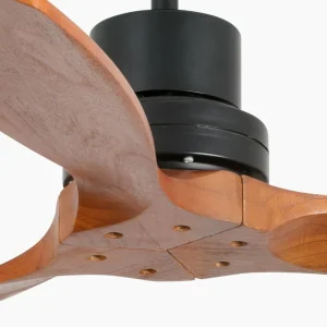 FARO BARCELONA Ventilateur de plafond Mini Lantau S, noir/noyer^ Ventilateurs