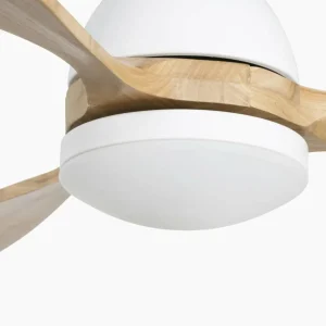 FARO BARCELONA Ventilateur de plafond Poros LED blanc/bois clair^ Ventilateurs