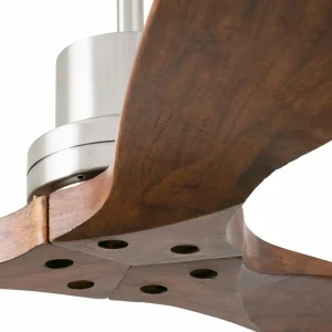 FARO BARCELONA Ventilateur Lantau, télécommande, noyer/acier^ Ventilateurs