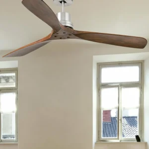 FARO BARCELONA Ventilateur Lantau, télécommande, noyer/acier^ Ventilateurs