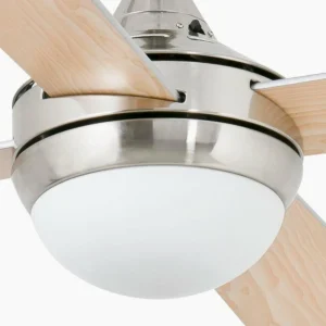 FARO BARCELONA Ventilateur Mini Icaria S lampe, nickel/bois^ Ventilateurs