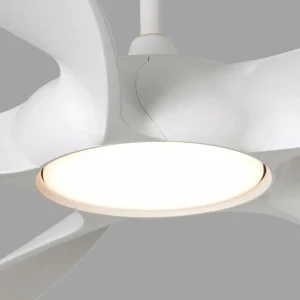 FARO BARCELONA Ventilateur plafond Cocos L à lampe LED, DC, blanc^ Ventilateurs