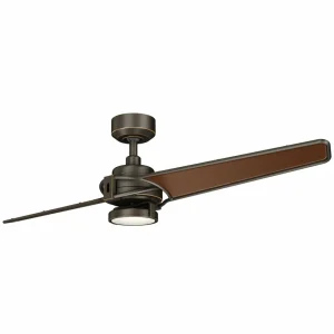 KICHLER Ventilateur plafond LED Xety, bronze huilé, brossé^ Ventilateurs