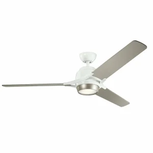 KICHLER Ventilateur plafond LED Zeus 3 pales blanc-argenté^ Ventilateurs