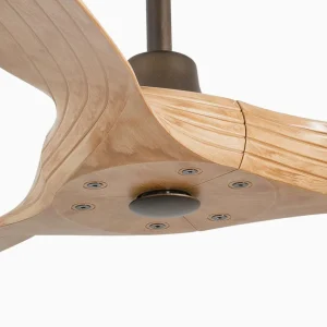 FARO BARCELONA Ventilateur plafond Morea DC, 3 pales brun clair^ Ventilateurs
