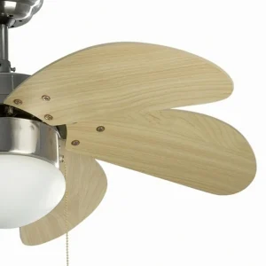 FARO BARCELONA Ventilateur plafond Palao S luminaire, nickel mat^ Ventilateurs