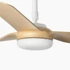 FARO BARCELONA Ventilateur plafond Point M, DC, blanc/bois clair^ Ventilateurs