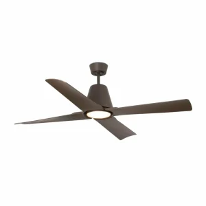 FARO BARCELONA Ventilateur plafond Typhoon L lampe LED IP44 brun^ Ventilateurs