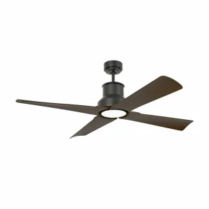 FARO BARCELONA Ventilateur plafond Winche M lampe LED IP44 noir^ Ventilateurs