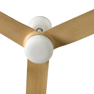 FARO BARCELONA Ventilateur Point M, DC, LED blanc/bois clair^ Ventilateurs