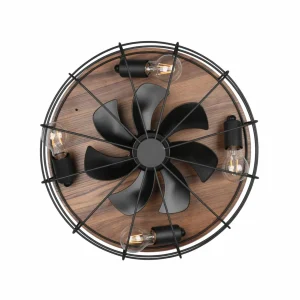 Reality Leuchten Ventilateur Trondheim, télécommande, 4xE27, bois^ Ventilateurs
