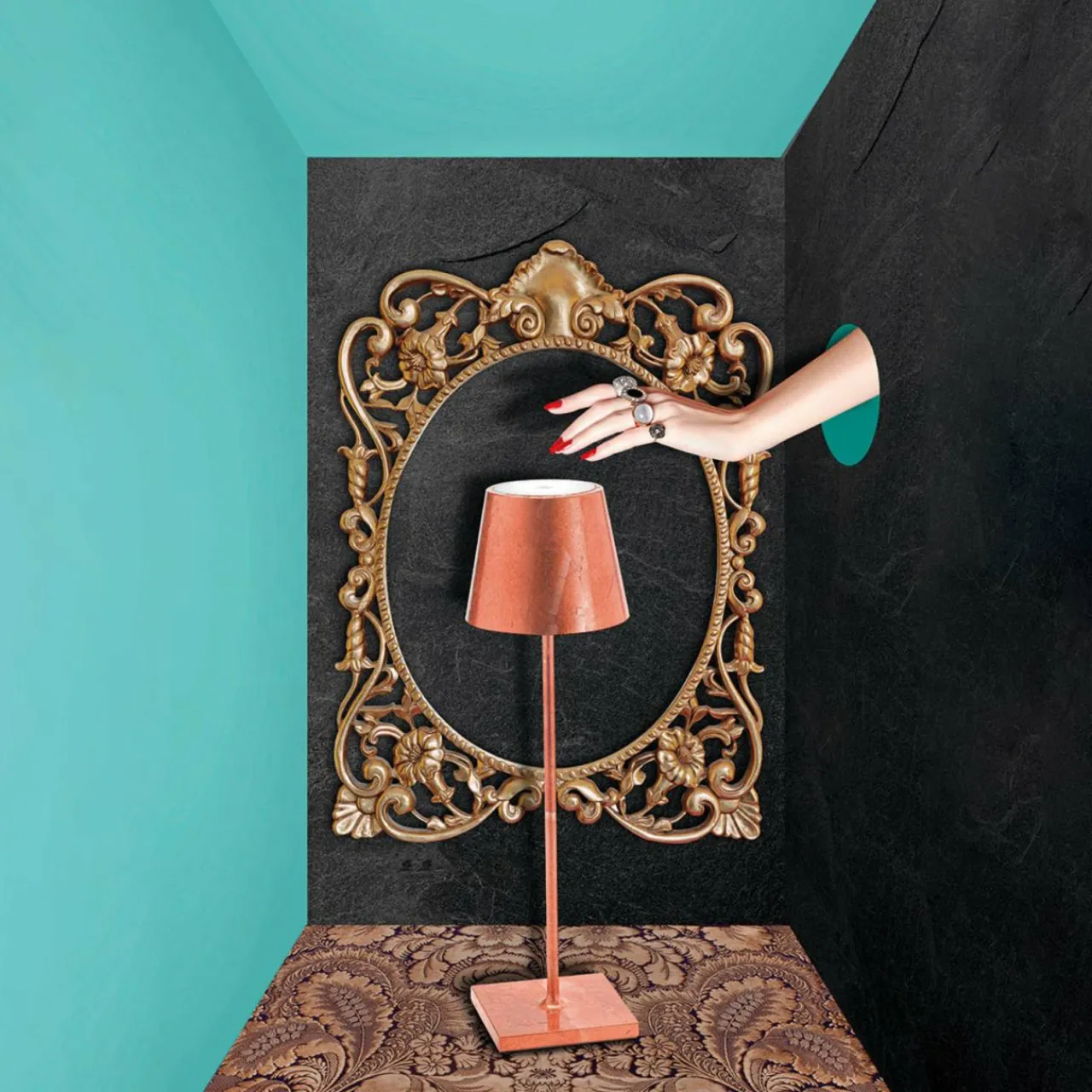 Zafferano Poldina Lampe à poser LED Batterie Décor cuivre^ Lampes Décoratives