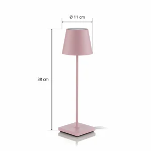 Zafferano Poldina lampe à poser LED, batterie, mat, rose^ Lampes Décoratives