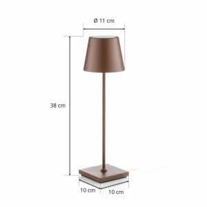 Zafferano Poldina Lampe à poser LED Batterie, mate, marron^ Lampes Décoratives